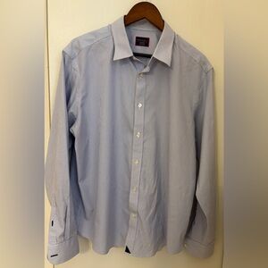UNTUCKit Men's White & Blue Striped Shirt Size : XL Length: 30 Inches